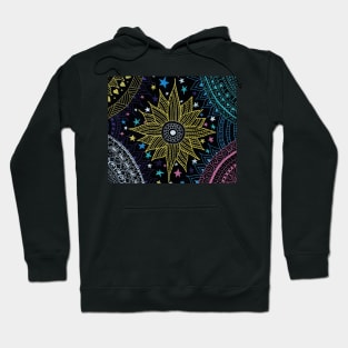 Cute Stars & Pretty Sun Mandala Doodles in a Magical Galaxy Hoodie